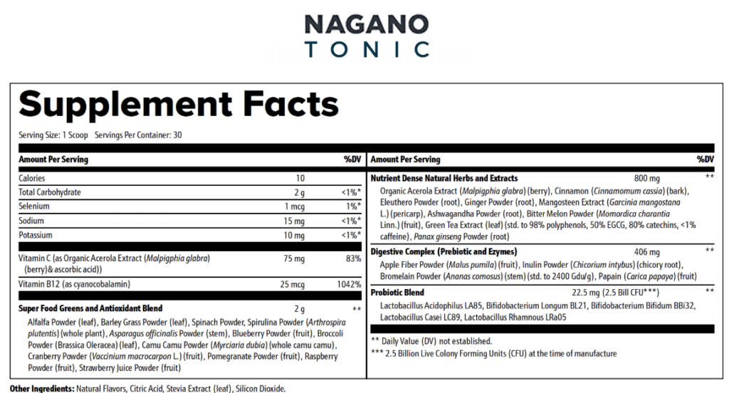 nagano lean body tonic label